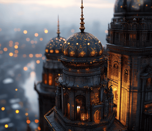 Mumbai: The Enchanted Isle of Seven Stars and the Legacy of Goddess Mumbadevi Illustration of Mumbai, a mythical realm inspired by Mumbai, central to folklore