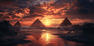 The Legend of the Enchanted River: The Nile’s Tale Illustration of Nile, a mythical realm inspired by Nile, central to folklore.