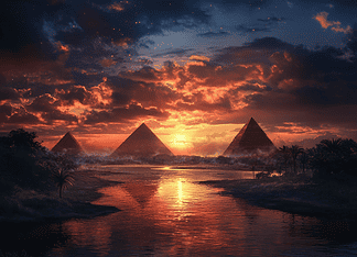 The Legend of the Enchanted River: The Nile’s Tale Illustration of Nile, a mythical realm inspired by Nile, central to folklore.