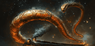 The Mystical Journey of the Celestial Serpent: The Legend of the Orient Express Illustration of Orient Express, a mythical realm inspired by Orient Express, central to folklore.