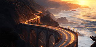 The Legend of the Serpent’s Path: The Enchanting Tale of the Pacific Coast Highway Illustration of Pacific Coast Highway, a mythical realm inspired by Pacific Coast Highway, central to folklore.