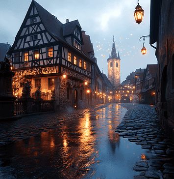 The Enchanted Realm of Rothenburg ob der Tauber Illustration of Rothenburg ob der Tauber, a mythical realm inspired by Rothenburg ob der Tauber, central to folklore