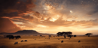 The Creation of Serengeti: A Timeless Tale of the Endless Plains Illustration of Serengeti, a mythical realm inspired by Serengeti, central to folklore.