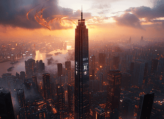 The Mythical Origins of Shenzhen: The City of the Rising Phoenix Illustration of Shenzhen, a mythical realm inspired by Shenzhen, central to folklore