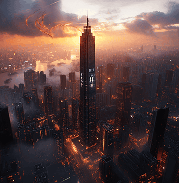 The Mythical Origins of Shenzhen: The City of the Rising Phoenix Illustration of Shenzhen, a mythical realm inspired by Shenzhen, central to folklore