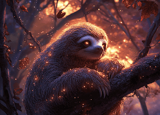 The Legend of Yawna, the Magical Sloth: The Dreamweaver of the Enchanted Canopy Illustration of Sloth, a mythical realm inspired by Sloth, central to folklore.