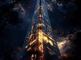 Illustration of The Shard, a mythical realm inspired by The Shard, central to folklore