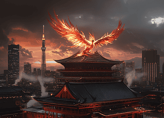 The Enchanted City of Tokyara – Tokyo and Its Mystical Origins Illustration of Tokyo, a mythical realm inspired by Tokyo, central to folklore.