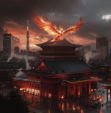 The Enchanted City of Tokyara – Tokyo and Its Mystical Origins Illustration of Tokyo, a mythical realm inspired by Tokyo, central to folklore.