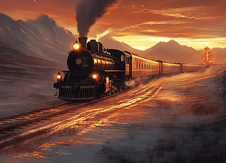 Trans-Mongolian Railway: The Whistling Iron Serpent Awakens Illustration of Trans-Mongolian Railway, a mythical realm inspired by Trans-Mongolian Railway, central to folklore