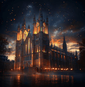 Whispers Beneath Westminster Abbey: The Legend of Ætherion Illustration of Westminster Abbey, a mythical realm inspired by Westminster Abbey, central to folklore.